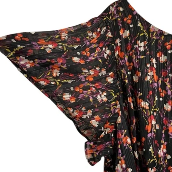 Lane Bryant Brand Black Multi Ditsy Floral Shimmer Maxi Dress + size 20 in EUC - Picture 5 of 16